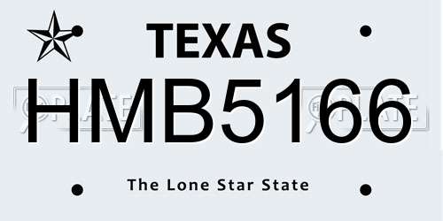 HMB5166 Texas License Plate