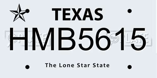 HMB5615 Texas License Plate