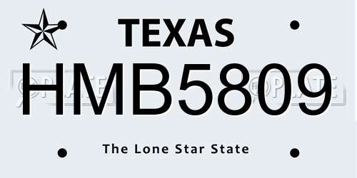 HMB5809 Texas License Plate