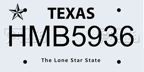 HMB5936 Texas License Plate