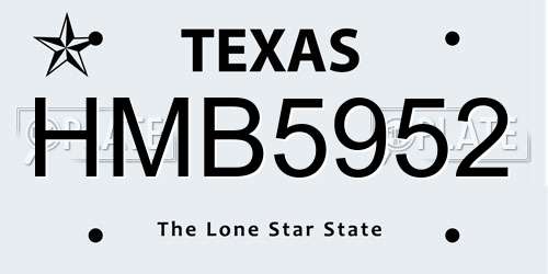 HMB5952 Texas License Plate