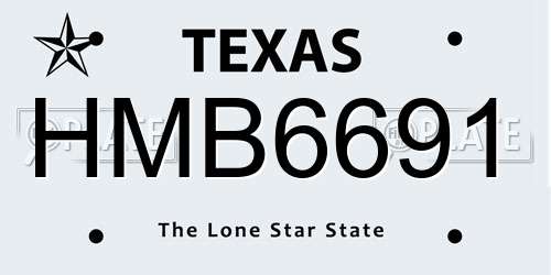 HMB6691 Texas License Plate