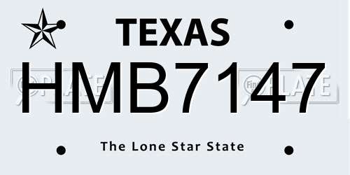 HMB7147 Texas License Plate