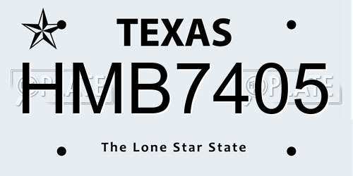 HMB7405 Texas License Plate