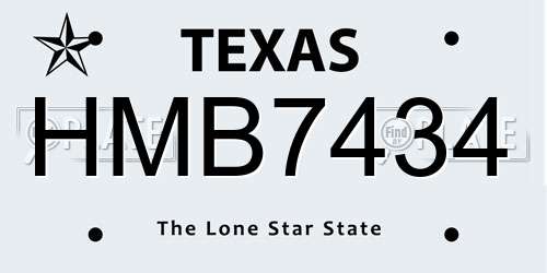 HMB7434 Texas License Plate