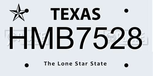 HMB7528 Texas License Plate