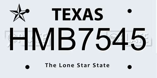 HMB7545 Texas License Plate