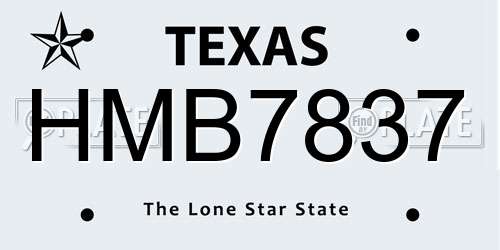 HMB7837 Texas License Plate