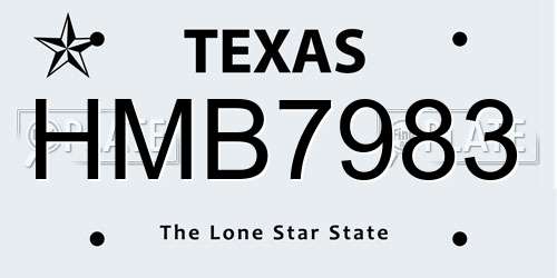 HMB7983 Texas License Plate