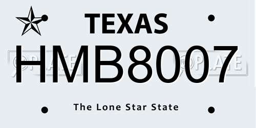 HMB8007 Texas License Plate