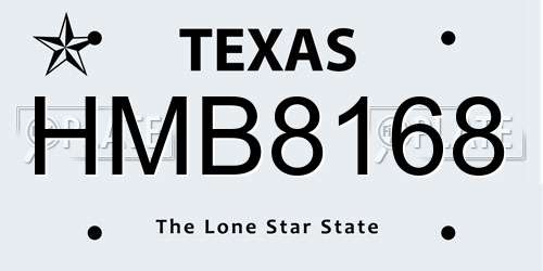 HMB8168 Texas License Plate