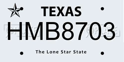 HMB8703 Texas License Plate