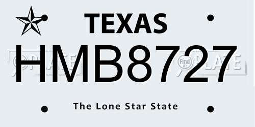 HMB8727 Texas License Plate