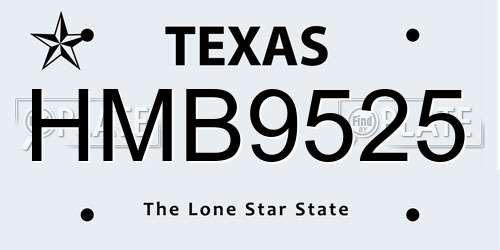 HMB9525 Texas License Plate