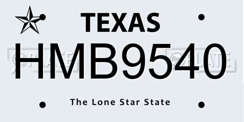 HMB9540 Texas License Plate