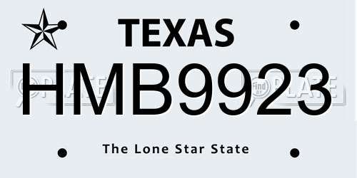 HMB9923 Texas License Plate
