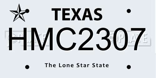 HMC2307 Texas License Plate