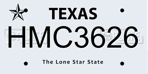 HMC3626 Texas License Plate