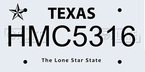 HMC5316 Texas License Plate