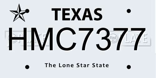 HMC7377 Texas License Plate