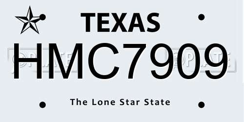 HMC7909 Texas License Plate