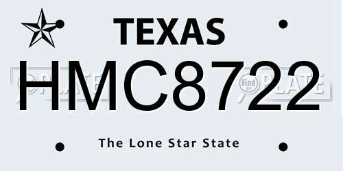 HMC8722 Texas License Plate