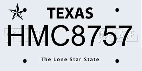 HMC8757 Texas License Plate