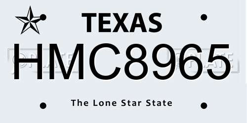HMC8965 Texas License Plate
