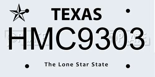 HMC9303 Texas License Plate