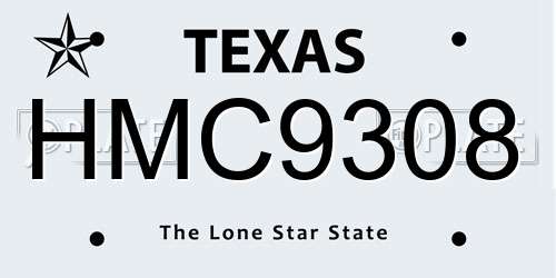 HMC9308 Texas License Plate