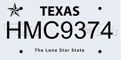 HMC9374 Texas License Plate