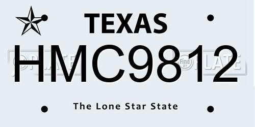 HMC9812 Texas License Plate