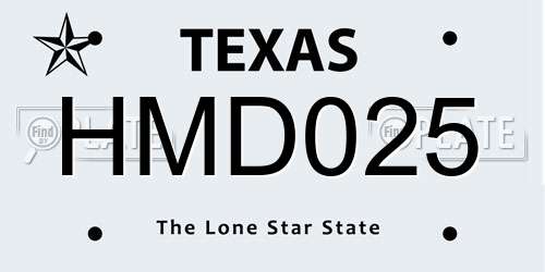 HMD025 Texas License Plate