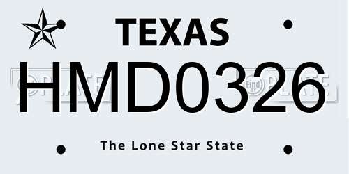 HMD0326 Texas License Plate