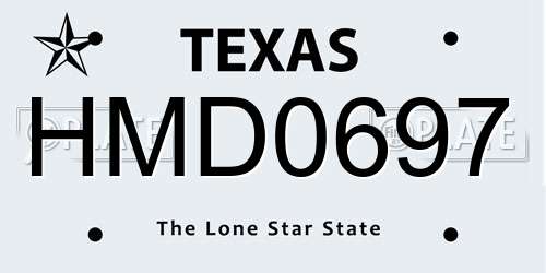 HMD0697 Texas License Plate