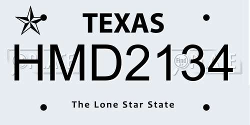 HMD2134 Texas License Plate