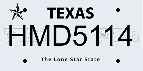HMD5114 Texas License Plate