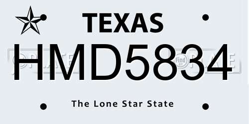 HMD5834 Texas License Plate