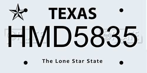 HMD5835 Texas License Plate