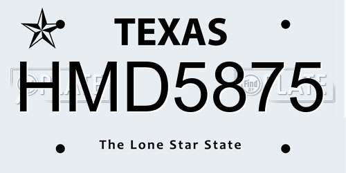 HMD5875 Texas License Plate