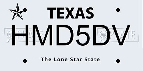 HMD5DV Texas License Plate