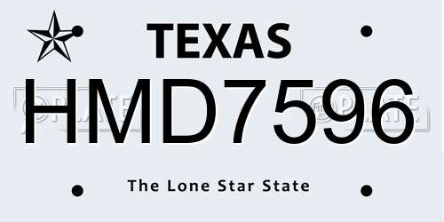 HMD7596 Texas License Plate