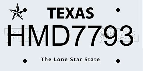HMD7793 Texas License Plate