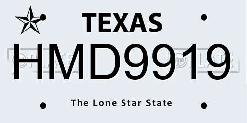 HMD9919 Texas License Plate