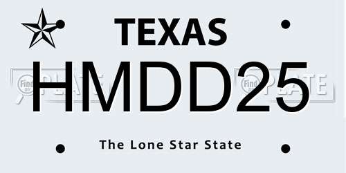 HMDD25 Texas License Plate