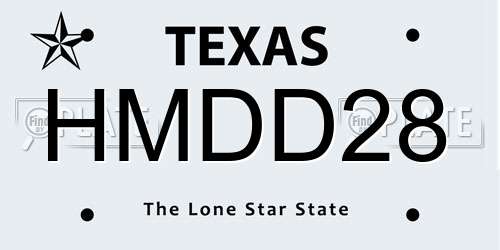 HMDD28 Texas License Plate
