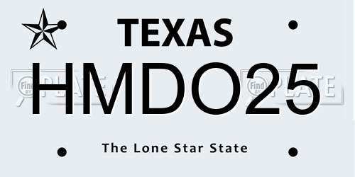 HMDO25 Texas License Plate