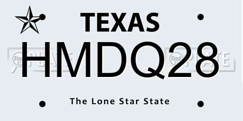 HMDQ28 Texas License Plate