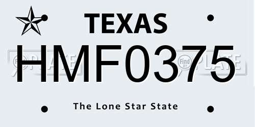 HMF0375 Texas License Plate