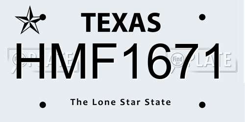 HMF1671 Texas License Plate